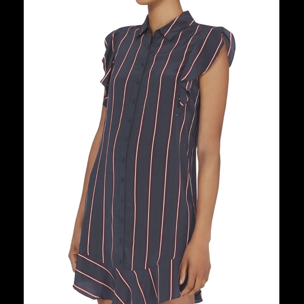 INTERMIX Blue Mila Flutter Sleeve Day Dress